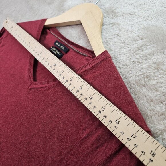 Massimo Dutti Cotton Silk Cashmere Sweater V-Neck Red Long Sleeve Knit Men's M - Picture 4 of 10